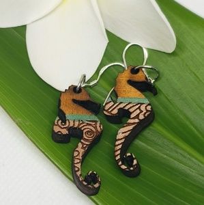 Hand designed seahorse earrings